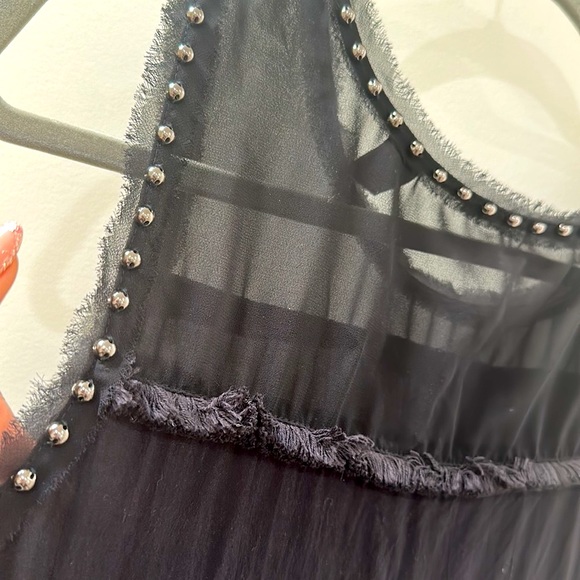 Maison scotch size 2 grommet detail and trimming black and sheer top - Picture 7 of 11